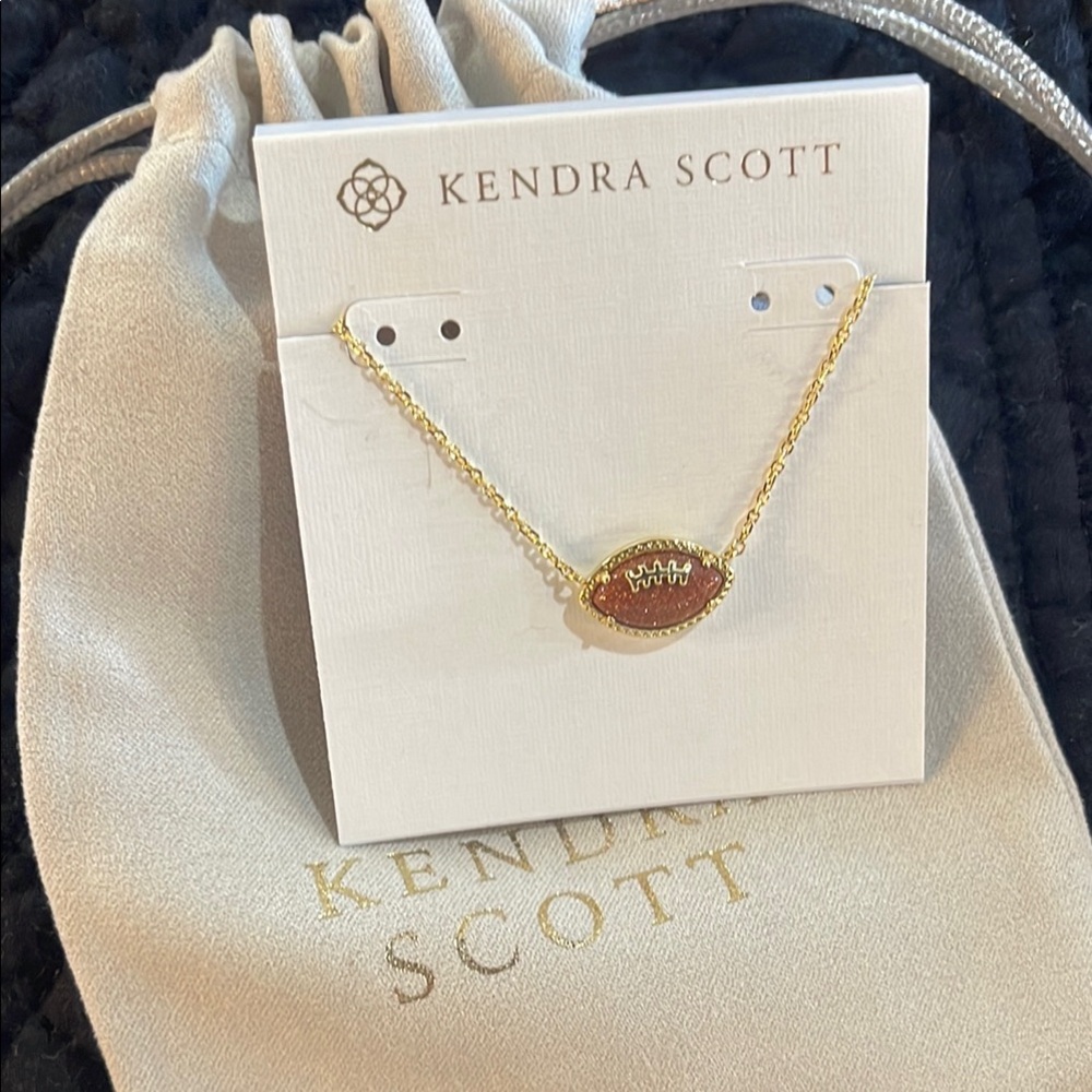 Kendra Scott Gold and Brown Football Necklace